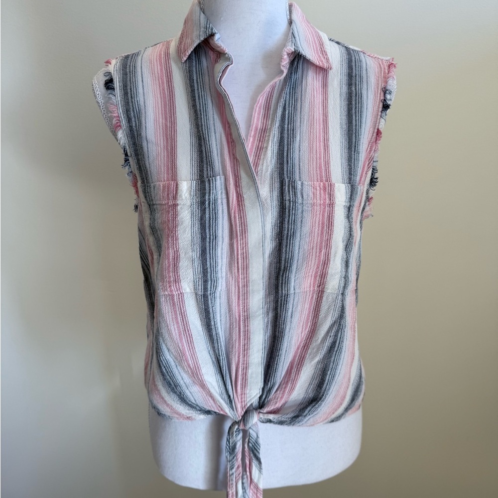 Cloth & Stone Sleeveless Tie-Front Top Size Small Western Boho Coquette Festival